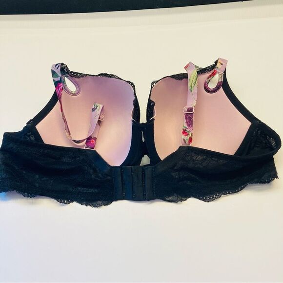 Torrid Curve Lightly Lined T-Shirt Bra Plus Size 42B Black Lace Multi Floral - Picture 4 of 7